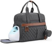 Breast Pump Bag, Diaper Bag Tote with 4 Cooler Pockets, Double-Layer Work Bag for Breastfeeding Mom fit 15'' Laptop