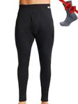Merino.tech Merino Wool Base Layer Men Bottom Pants 100% Merino Wool Lite, Mid, Heavy Thermal Underwear Leggings with Socks (Medium, Charcoal Grey 250)
