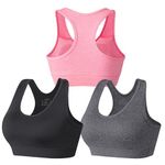 habibee Women's Sports Bra Seamless Racerback Removable Padded Medium Support for Yoga Gym Activewear Workout Fitness Bra L