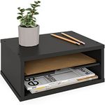 Ballucci Monitor Stand with Storage Shelves, 2-Tier File Organizer, Document Paper Sorter, Stackable Desk Organizer Mail Holder - Black