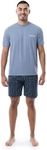 Wrangler Men's Jersey Top and Micro-Sanded Cotton Shorts Pajama Sleep Set, Faded Denim/Navy, X-Large