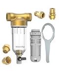 Waterdrop Backwash Spin Down Sediment Filter - Whole House Pre-Filtration System, 50-Micron, 2.5cm MNPT + 1.9cm FNPT, Traps Rust, Dust, Sand, BPA Free, Heavy Duty 316L Molybdenum Alloy Build