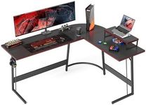 Cubiker L Shaped Gaming Desk, 170x120x75cm Computer Desk with Monitor Stand, Office Table for Home and Office, Carbon Fiber Black