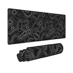 UYEUGV Topographic Mouse Pad Gaming Large XL Long Extend Black and White Mousepad Big Full Keyboard Desk Mat for Computer Laptop Office Non-Slip Rubber Stitched Edges 31.5×11.8 Inch, One Size