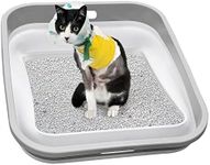 Maohegou Senior Cat Litter Box, Three Legged Arthritic Open Low Entry for Sick Frail Handicap Disabled Cats, Older Elderly Corner (one Pack)