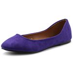 Ollio Womens Shoe Ballet Light Faux Suede Low Heels Flat, Purple, 7 UK