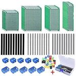 AUSTOR 100 Pcs PCB Board Kit Including 30 Pcs Double Sided PCB Prototype Boards 30 Pcs 40 Pin 2.54mm Header Connector(Bonus: 10 Pcs 2P&3P Terminal Blocks and 30 Pcs Caps)