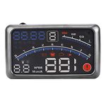 Car 5.5 Inch HUD Heads Up Display, Universal F4 MPH Over Speed Alarm Speedometer Head Up Display MPH/KM/H Windshield Projection Film 12V with OBD2 & EUOBD Port for Cars Navigation car monitor