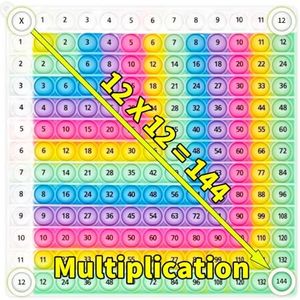 12x12 Multiplication Chart Games for Kids: Fun & Easy Learning! Press & Learn Multiplication Table Toy, STEM Math Skills Practice for Ages 4-12, Home & School Sensory Tool (US Certified Silicone)