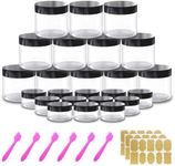 12 Pack 4 oz Small Plastic Containers with Lids+12 Pack 20g/20ml Cosmetic Sample Jar - for Lip Scrub, Body Butters, Cream, Slime, Craft Storage