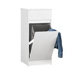 SoBuy BZR110-W, Laundry Cabinet Laundry Chest Bathroom Storage Cabinet with Drawer and Laundry Basket, W40 x D39 x H86cm