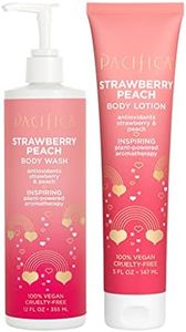 Pacifica Beauty, Strawberry Peach Body Wash + Moisturizing Body Lotion, Antioxidants + Hyaluronic Acid, For Soft, Smooth, and Hydrated Skin, Inspiring Aromatherapy, 100% Vegan & Cruelty Free