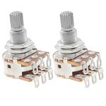 Musiclily Pro Aluminium Mini Metric Sized Blend Pots MN250K Dual Balance Potentiometers with Center Detent for Guitar (Set of 2)