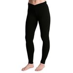 Cuddl Duds Softwear with Stretch Leggings for Women - Soft Lightweight Base Layer Tights - Mid Rise Crossover Waistband, Black, Medium