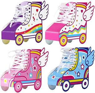 12 Pcs Roller Skating Birthday Party Favor Boxes Roller Skate Paper Boxes Table Centerpiece Sneaker Candy Treat Box Retro Skate Gift Wrap Box for Retro 60s 80s Birthday Party Decoration Supplies