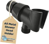 HammerHead Showers® All Metal Handheld Shower Head Holder - Matte Black - Adjustable Shower Wand Holder with Universal Wall Hook Bracket and Brass Pivot Ball - Hand Held Shower Head Holder