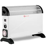 Schallen 2000W Electric Convector Radiator Heater - 3 Heat Settings, Adjustable Thermostat & Overheat Protection (White with Timer)