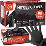 72HRS Industrial Grade Nitrile Gloves - Mechanic Gloves, 6 Mil Nitrile Gloves, Nitrile Gloves, Auto Mechanic Gloves, Rubber Mechanic Gloves, Disposable Gloves, Black Shop Gloves (100 Pieces, XL)