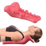 Neck and Shoulder Relaxer with Upper Back Massage Point, Cervical Traction Device Neck Stretcher for TMJ Pain Relief and Cervical Spine Alignment Chiropractic Pillow (Pink)