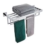 KOKOSIRI Bathroom Towel Shelf 20-Inch Chrome Towel Rack with Two Bath Towel Bars SUS304 Stainless Steel Wall Mounted, Polished Finish B6003CH-L20
