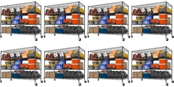 Mapleyard Wire Garage Shelving with Wheels, 55.5" W x 24" D x 81" H, 8 Pack