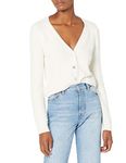 The Drop Women's Francine V-Neck Button-Front Cardigan, Whisper White, L