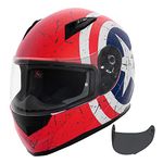 VCAN VX Lightweight Full Face Motorcycle Street Bike Helmet with Extra Tinted Visor DOT & ECE 22.05 Approved (Rebel Star, Large)