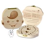 Baby Teeth Box,Lost Teeth Fairy Keepsake Wooden Teeth Holder Box for Kids Souvenir to Keep the Childhood Memory (Boys)