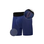 All Citizens Elite Ball Pouch Underwear for Men w/Fly, Boxer Briefs with Patented Ball Pouch, Performance Fabric, No Ride Up Legs, Blue, Large