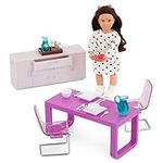 Lori – Mini Doll & Toy Dining Room Furniture – 6-inch Doll & Dollhouse Accessories – Table, Chairs, Dishes, Cutlery – Play Set for Kids – 3 Years + – Amelia’s Dining Room Set