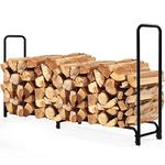 COSTWAY 4FT/5FT/6FT/8FT Firewood Log Rack, Wood Storage Holder with Waterproof Zipper PVC Cover, Heavy Duty Firewood Storage Shelf Stand for Indoor Outdoor Fireplace (8FT(248x35x122cm), No Cover)