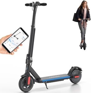 Caroma Electric Scooter 350W Motor, 20 Miles Range & 20 Mph, 9" Solid Tires, Double Braking System, Ambient Light Portable Folding Commute E Scooter for Adults with Rear Suspension & App Control