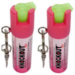 KNOCKOUT Self Defence Pocket Pepper Spray with Keychain and Twist Lock Glow in Dark Trigger for Women Safety Protection Range 10 feet Pack of 2