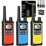 NXGKET Walkie Talkies for Adults Long Range,3Pcs PMR446 Rechargeable walkie talkie w/Built-In Batteries,16 Channels Radios with USB Type-C Cable,VOX Hand-free Auto Squelch for Outdoor Camping Hiking