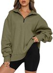 BLENCOT Sweatshirt for Women Color Block Full Sleeve Round Neck Soft Sweatshirts Pullover Tops Green XX-Large