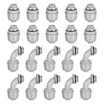 MECCANIXITY 20pcs 1/2" NPT Liquid Tight Connector PVC Electrical Conduit Fittings Flexible 180 Degree and 90 Degree for Tube