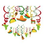 Kristin Paradise 30Ct Mexican Hanging Swirl Decorations, Fiesta Cinco De Mayo Party Supplies, Taco Twosday Birthday Theme, First 1st Boys Girls Baby Shower Paper Decor, Sombrero Cactus Kids Favors