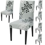 HOKIPO Stretchable Dining Chair Cover Set of 6 Washable Slip Covers (AR-4097-D12*6), Polyester Blend