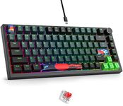 Fogruaden Wired 75% Percent Mechanical Keyboard Hot Swappable, Red Switch, RGB Backlit, 82 Keys TKL Mechanical Keyboard, NKRO Compact Gaming Keyboard, Volume Control Knob (Soundwave)