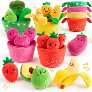 SAIMAND Montessori Baby Sensory Toys – 16 PCS Plush Fruit & Veggie Color Sorting Play Food with Crinkle & Rattle, Baby Toys 6-12 Months, Learning Toys for 1 Year Old Boys Girls Gifts