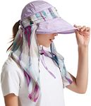 ICOLOR Sun Caps Flap Hats 360°Solar Protection UPF 50+ Sun Cap Removable Neck&Face Flap Cover Caps for Man Women Baseball,Backpacking,Cycling,Hiking,Fishing,Garden,Hunting Outdoor Camping (Purple)