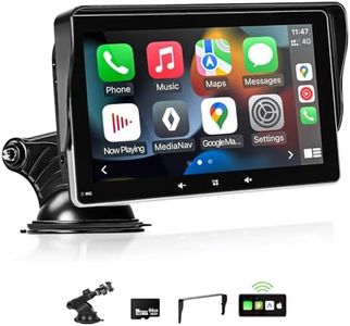 Apple Carplay Screen for Car, 7" Wireless Carplay & Android Auto Car Stereo, Portable Touchscreen with Mirror Link/GPS Navigation/AUX/Voice Control/Bluetooth for All Vehicles