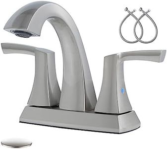 VXV Bathroom Faucet Brushed Nickel, 2 Handles Low Arc Bathroom Sink Faucets, 4 Inch Centerset Bath Lavatory Faucets with Pop-up Drain & Faucet Supply Lines (BN)