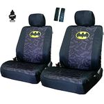 Yupbizauto Pair DC Comic Batman Logo Car Seat Covers Shoulder Pads Set Bundle with Air Freshener