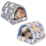 UPINS 2 Pack Guinea Pig Bed, Guinea Pig Hideout Washable Small Animal House Cage Accessories Sky Blue for Dwarf Rabbits Chinchillas Hamsters Hedgehogs Ferrets Bearded Dragons and Rats