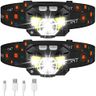 LHKNL Headlamp Flashlight, Lumen Ultra-Light Bright LED Rechargeable Headlight with White Red Light, 2-Pack Waterproof Motion Sensor Head Lamp,8 Modes for Outdoor Camping Running Hiking Fishing