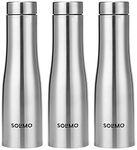 Amazon Brand - Solimo Curved Stainless Steel Water Bottle, Set of 3, 1 litreEach