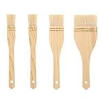 4 Pcs Flat Hake Brushes Hake Paint Brush Artist Painting Brushes Set Sheep Hair Bristles Wash Brush for Watercolor, Wash, Ceramic and Pottery Painting (2X 1 Inch＋1x 2 Inch and 1x 3 Inch)