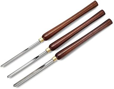 Woodturning Bowl Gouge Set, 3 Pieces 22.5” Wood Lathe Bowl Turning Tools, 1/4 Flute, 3/8 Flute, and 1/2 Flute, with High Speed Steel Blades, Beech Handles and Brass Ferrules, in Wooden Storage Case