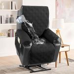 H.VERSAILTEX 100% Waterproof Recliner Chair Covers Dog Chair Cover Non Slip Covers for Recliner Chair with Pocket Electric Power Lift Recliner Slipcovers for Pets and Kids,Black/Beige